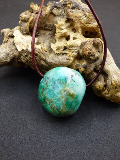 Quantum Quattro Chrysocoll Chrysokolla Azurit Quarz ~ Edelstein Kette HIPPIE GOA Boho Tibet Ethno Nature Donut Heilstein Rarität - Art of Nature Berlin