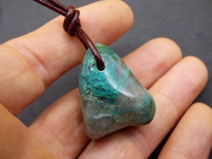 Quantum Quattro Chrysocoll Chrysokolla Azurit Quarz ~ Edelstein Kette HIPPIE GOA Boho Tibet Ethno Nature Donut Heilstein Rarität - Art of Nature Berlin