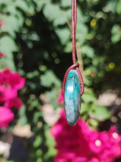 Quantum Quattro Chrysocoll Donut 30mm Edelstein Kette Heilstein Schutzsymbol Mann Frau Glück HIPPIE Boho Tibet Ethno Natur Rarität Geschenk - Art of Nature Berlin