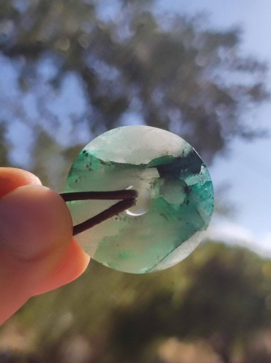 Quantum Quattro Chrysocoll Donut 30mm Edelstein Kette Heilstein Schutzsymbol Mann Frau Glück HIPPIE Boho Tibet Ethno Natur Rarität Geschenk - Art of Nature Berlin