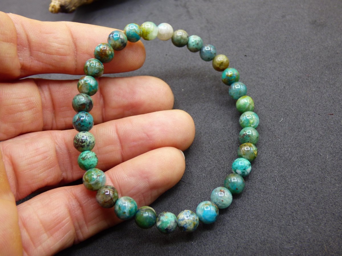 Quantum Quattro Chrysocoll Quarz Azurit Dioptas *Unikat* - Edelstein Armband blau GOA Boho Natur Heilstein Geschenk Er Sie Mann Frau Freund - Art of Nature Berlin