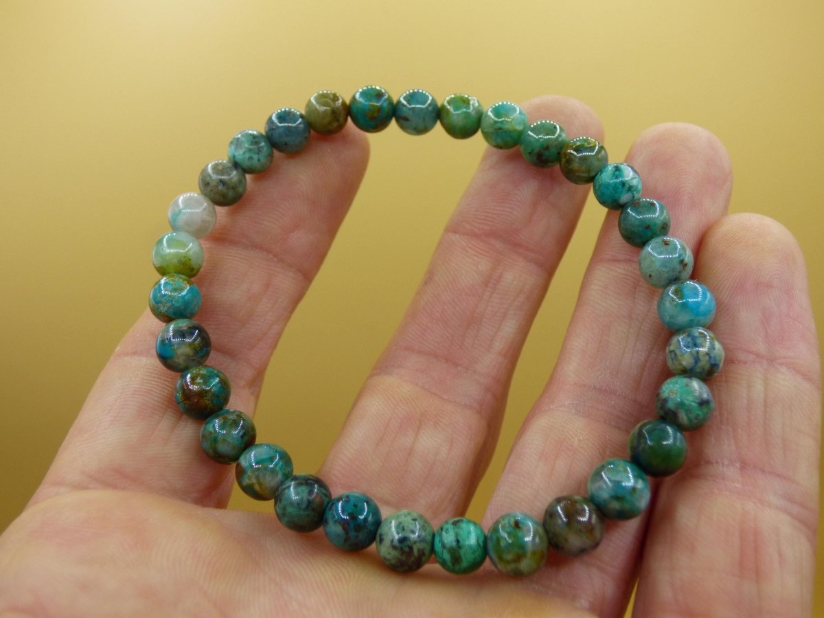 Quantum Quattro Chrysocoll Quarz Azurit Dioptas *Unikat* - Edelstein Armband blau GOA Boho Natur Heilstein Geschenk Er Sie Mann Frau Freund - Art of Nature Berlin