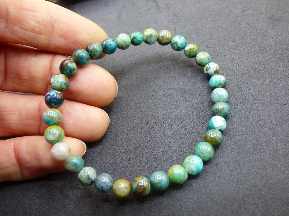Quantum Quattro Chrysocoll Quarz Azurit Dioptas *Unikat* - Edelstein Armband blau GOA Boho Natur Heilstein Geschenk Er Sie Mann Frau Freund - Art of Nature Berlin
