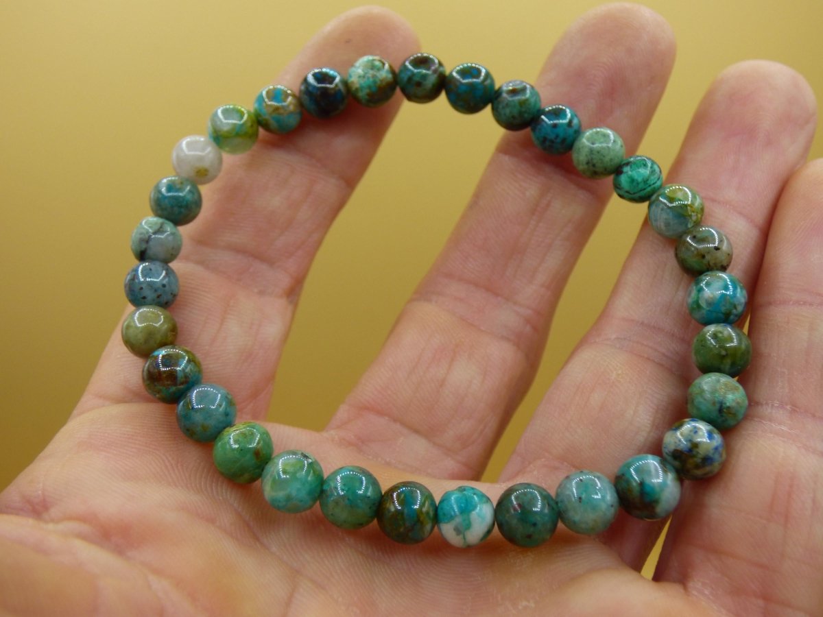 Quantum Quattro Chrysocoll Quarz Azurit Dioptas *Unikat* - Edelstein Armband blau GOA Boho Natur Heilstein Geschenk Er Sie Mann Frau Freund - Art of Nature Berlin