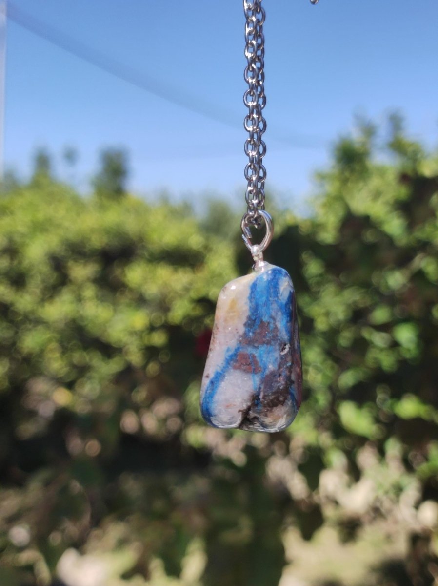 Quantum Quattro - Shattuckit Chrysocoll ~ 925 Sterling Silber Öse ~ Edelstein blau ~HIPPIE ~GOA ~Boho ~Ethno ~Nature ~Heilstein Kette Männer - Art of Nature Berlin