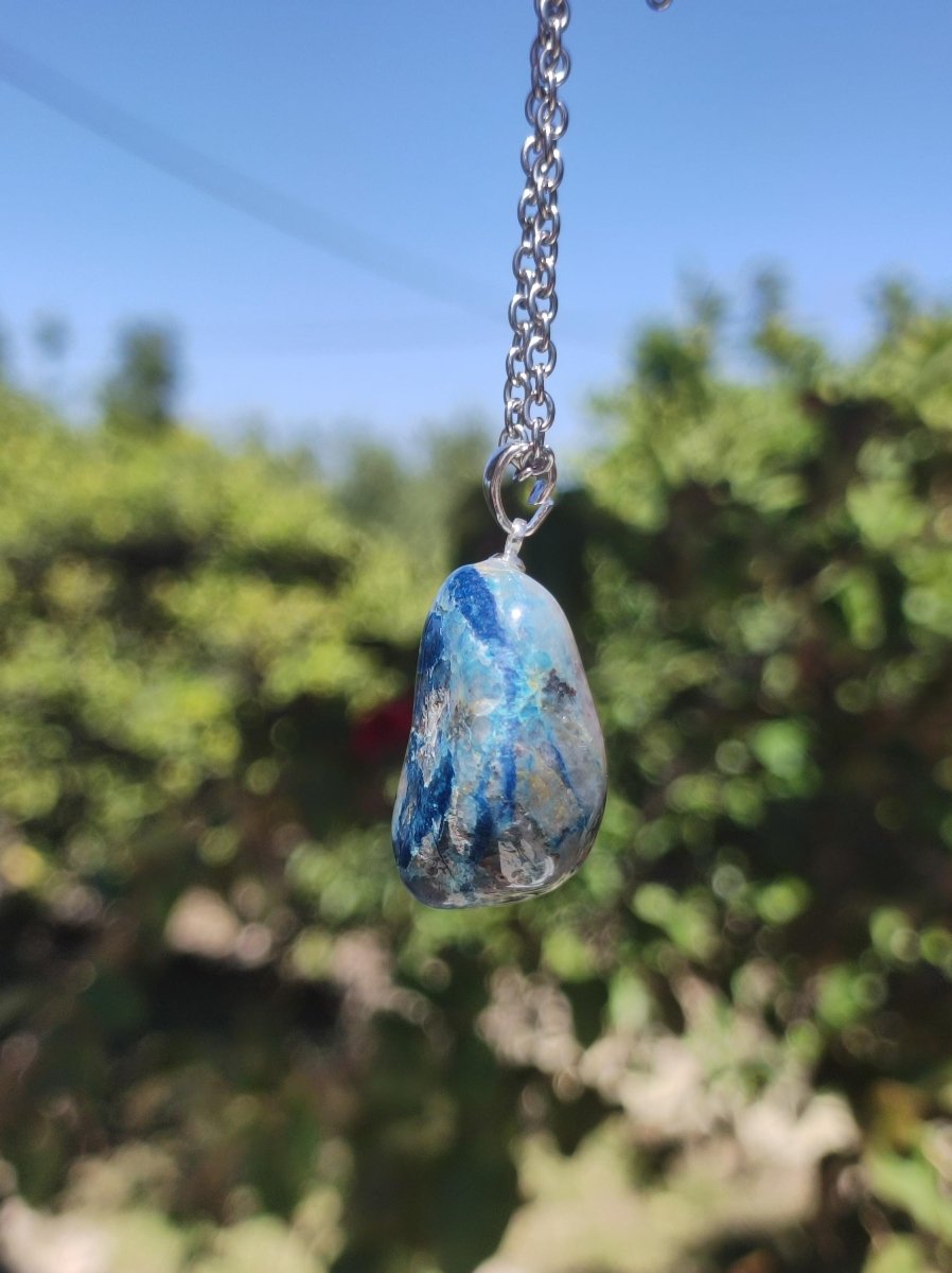 Quantum Quattro - Shattuckit Chrysocoll ~ 925 Sterling Silber Öse ~ Edelstein blau ~HIPPIE ~GOA ~Boho ~Ethno ~Nature ~Heilstein Kette Männer - Art of Nature Berlin