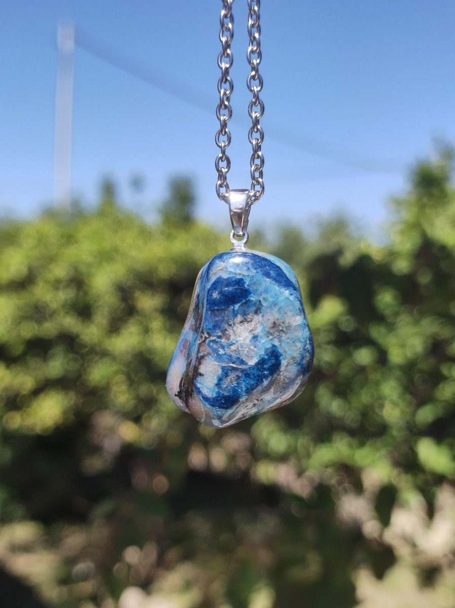 Quantum Quattro - Shattuckit Chrysocoll ~ 925 Sterling Silber Öse ~ Edelstein blau ~HIPPIE ~GOA ~Boho ~Ethno ~Nature ~Heilstein Kette Männer - Art of Nature Berlin