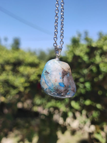 Quantum Quattro - Shattuckit Chrysocoll ~ 925 Sterling Silber Öse ~ Edelstein blau ~HIPPIE ~GOA ~Boho ~Ethno ~Nature ~Heilstein Kette Männer - Art of Nature Berlin