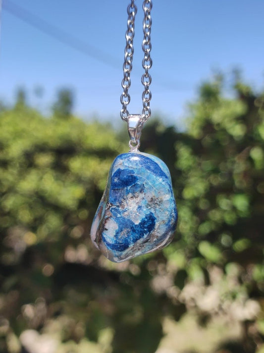 Quantum Quattro - Shattuckit Chrysocoll ~ 925 Sterling Silber Öse ~ Edelstein blau ~HIPPIE ~GOA ~Boho ~Ethno ~Nature ~Heilstein Kette Männer - Art of Nature Berlin