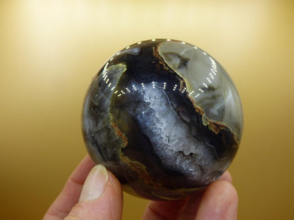 Quarz + Volcanic Achat UV AKTIV Edelstein Kugel Deko Sphere Massage Kristall Sammler Meditation Heilstein Frau Mann Geschenk Er Sie Energie - Art of Nature Berlin