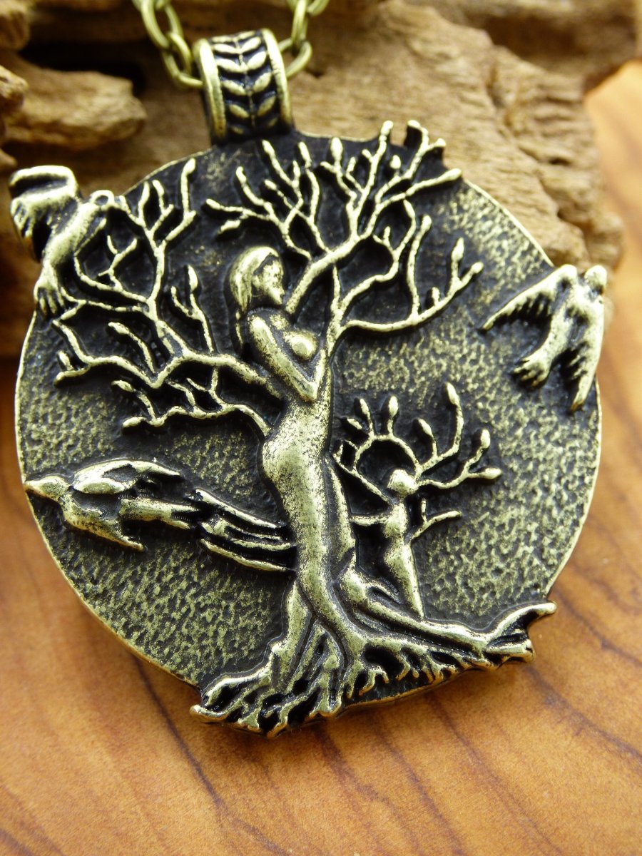 Raben Baum Frau mit Kind ~ Amulet Kette Antik Silber Tibet HIPPIE GOA Boho Tibet Ethno Nature Esoterik Ethnic Lebensbaum Wurzeln Root - Art of Nature Berlin