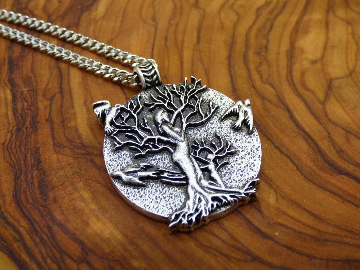 Raben Baum Frau mit Kind ~ Amulet Kette Antik Silber Tibet HIPPIE GOA Boho Tibet Ethno Nature Esoterik Ethnic Lebensbaum Wurzeln Root - Art of Nature Berlin