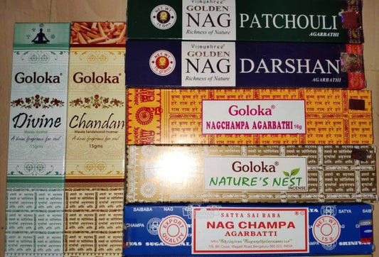 Räucherstäbchen Incense Goloka Nagchampa Natures Nest Chandan Divine Satya Nag Champa Tree Life Nag Darshan Patchouli Räuchern Reinigen SET - Art of Nature Berlin