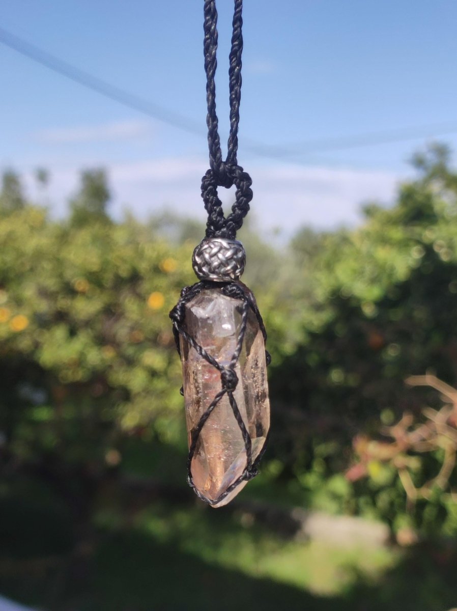 Rauchquarz Spitze ~ Makramee Edelstein Kette ~HIPPIE ~GOA ~Boho ~Ethno ~Nature ~Heilstein - Art of Nature Berlin