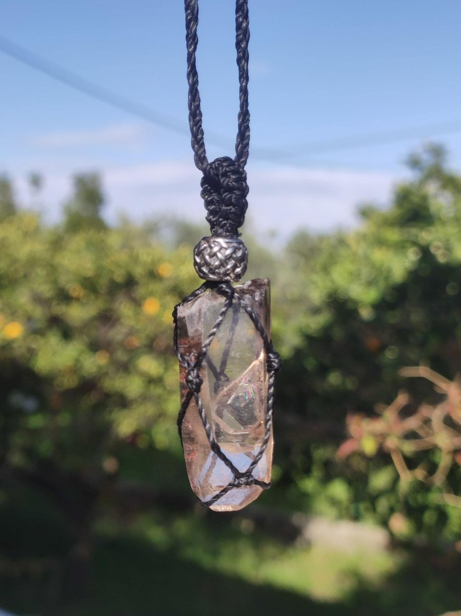 Rauchquarz Spitze ~ Makramee Edelstein Kette ~HIPPIE ~GOA ~Boho ~Ethno ~Nature ~Heilstein - Art of Nature Berlin