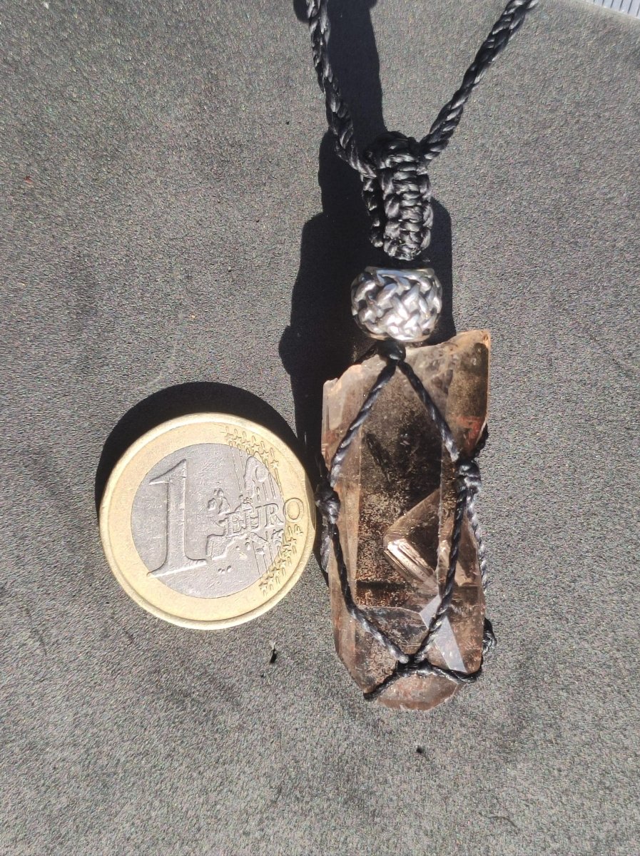 Rauchquarz Spitze ~ Makramee Edelstein Kette ~HIPPIE ~GOA ~Boho ~Ethno ~Nature ~Heilstein - Art of Nature Berlin