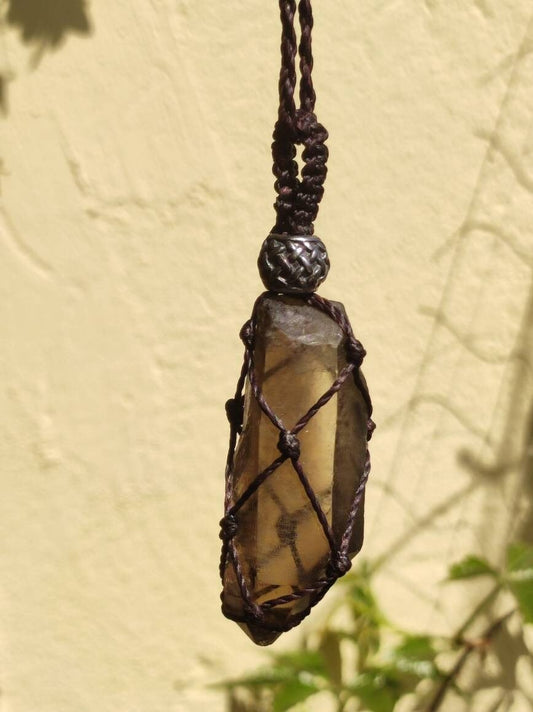 Rauchquarz Spitze ~ Makramee Edelstein Kette ~HIPPIE ~GOA ~Boho ~Ethno ~Nature ~Heilstein - Art of Nature Berlin