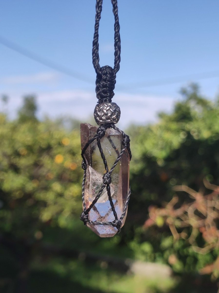 Rauchquarz Spitze ~ Makramee Edelstein Kette ~HIPPIE ~GOA ~Boho ~Ethno ~Nature ~Heilstein - Art of Nature Berlin