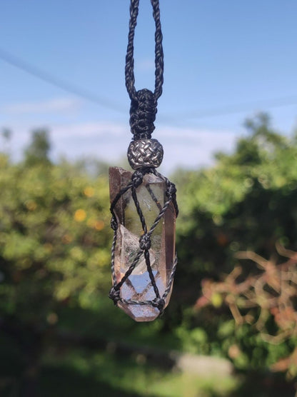 Rauchquarz Spitze ~ Makramee Edelstein Kette ~HIPPIE ~GOA ~Boho ~Ethno ~Nature ~Heilstein - Art of Nature Berlin