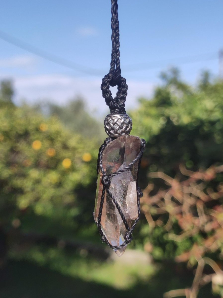 Rauchquarz Spitze ~ Makramee Edelstein Kette ~HIPPIE ~GOA ~Boho ~Ethno ~Nature ~Heilstein - Art of Nature Berlin