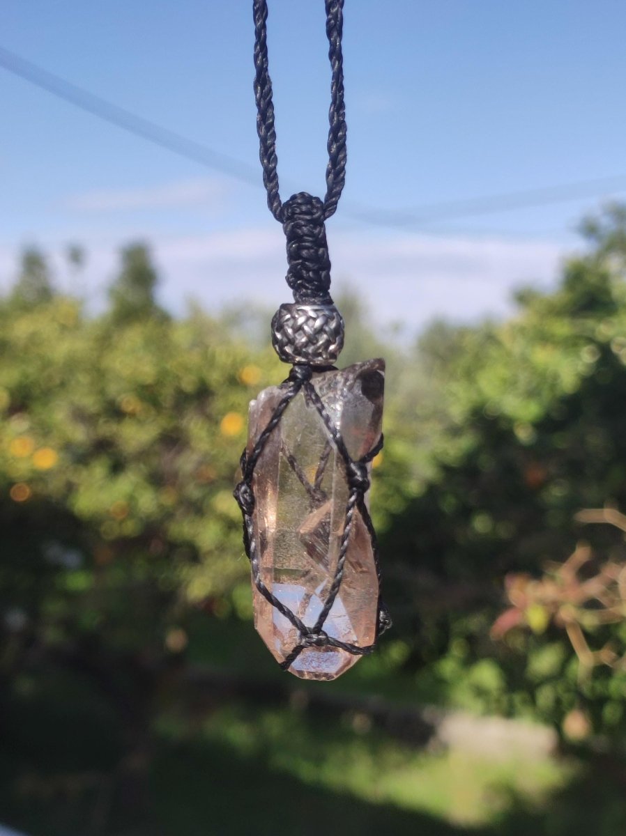 Rauchquarz Spitze ~ Makramee Edelstein Kette ~HIPPIE ~GOA ~Boho ~Ethno ~Nature ~Heilstein - Art of Nature Berlin