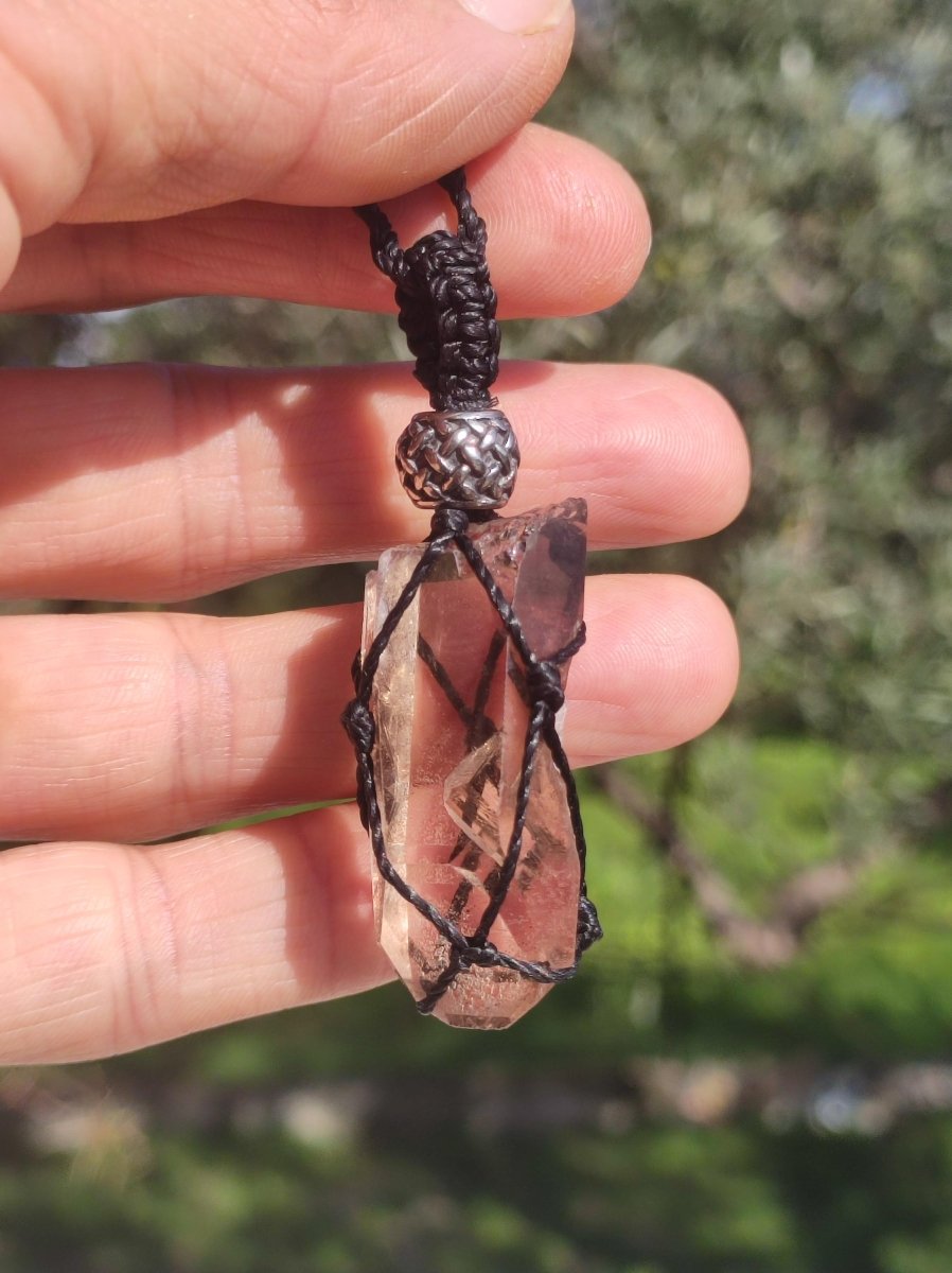 Rauchquarz Spitze ~ Makramee Edelstein Kette ~HIPPIE ~GOA ~Boho ~Ethno ~Nature ~Heilstein - Art of Nature Berlin