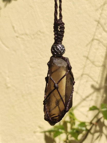 Rauchquarz Spitze ~ Makramee Edelstein Kette ~HIPPIE ~GOA ~Boho ~Ethno ~Nature ~Heilstein - Art of Nature Berlin