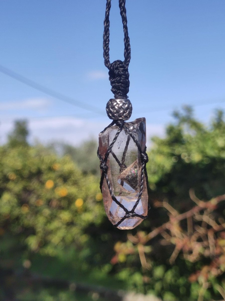 Rauchquarz Spitze ~ Makramee Edelstein Kette ~HIPPIE ~GOA ~Boho ~Ethno ~Nature ~Heilstein - Art of Nature Berlin