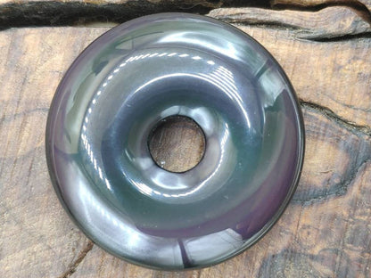 Regenbogen Obsidian (Drachenglas) 30 / 40mm Donut ~ Edelstein Kette ~HIPPIE ~GOA ~Boho ~Ethno ~Nature ~Donut ~Schutzsymbol ~Heilstein GOT - Art of Nature Berlin