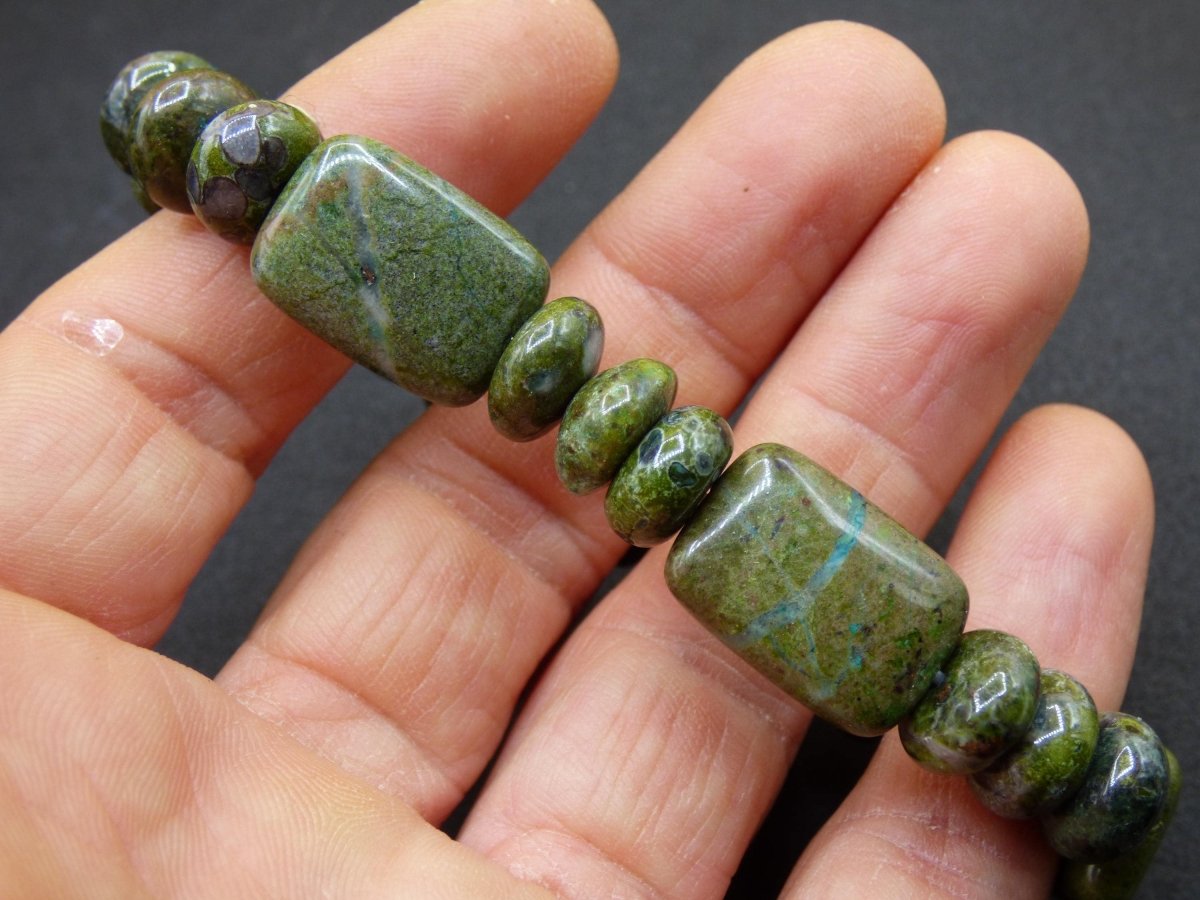 Regenwald Rhyolith - Edelstein Armband Perlen Heilstein Natur grün Energie Natur Echt Rarität Schmuck Frau Mann Er Sie Bruder Geschenk - Art of Nature Berlin