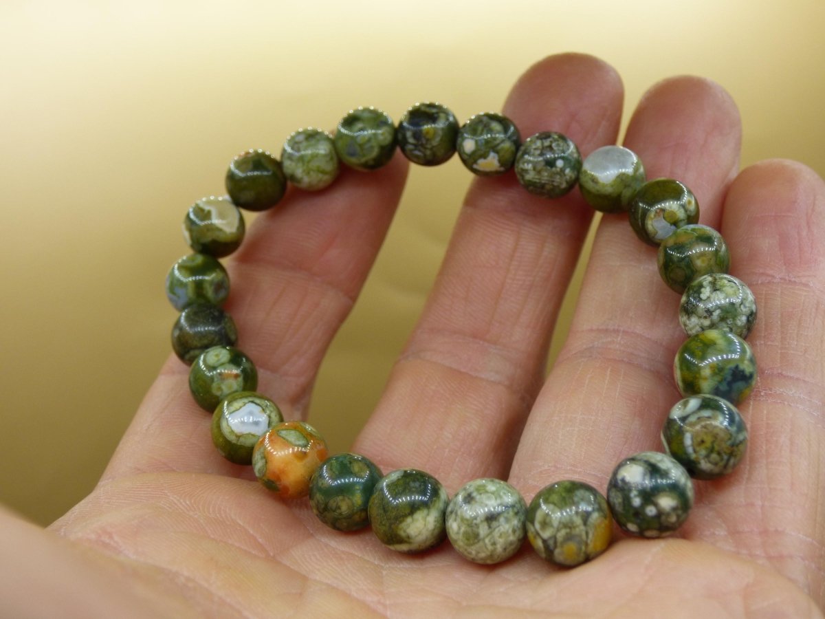 Regenwald Rhyolith - Edelstein Armband Perlen Heilstein Natur grün Energie Natur Echt Rarität Schmuck Frau Mann Er Sie Bruder Geschenk - Art of Nature Berlin