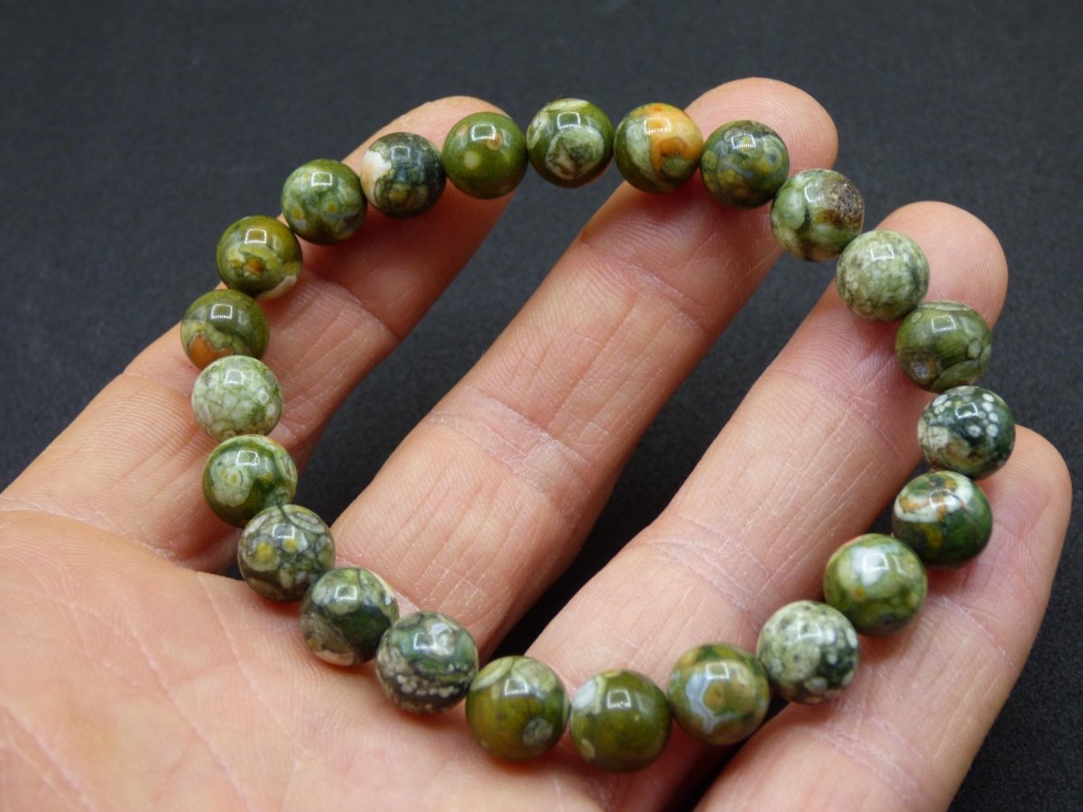 Regenwald Rhyolith - Edelstein Armband Perlen Heilstein Natur grün Energie Natur Echt Rarität Schmuck Frau Mann Er Sie Bruder Geschenk - Art of Nature Berlin