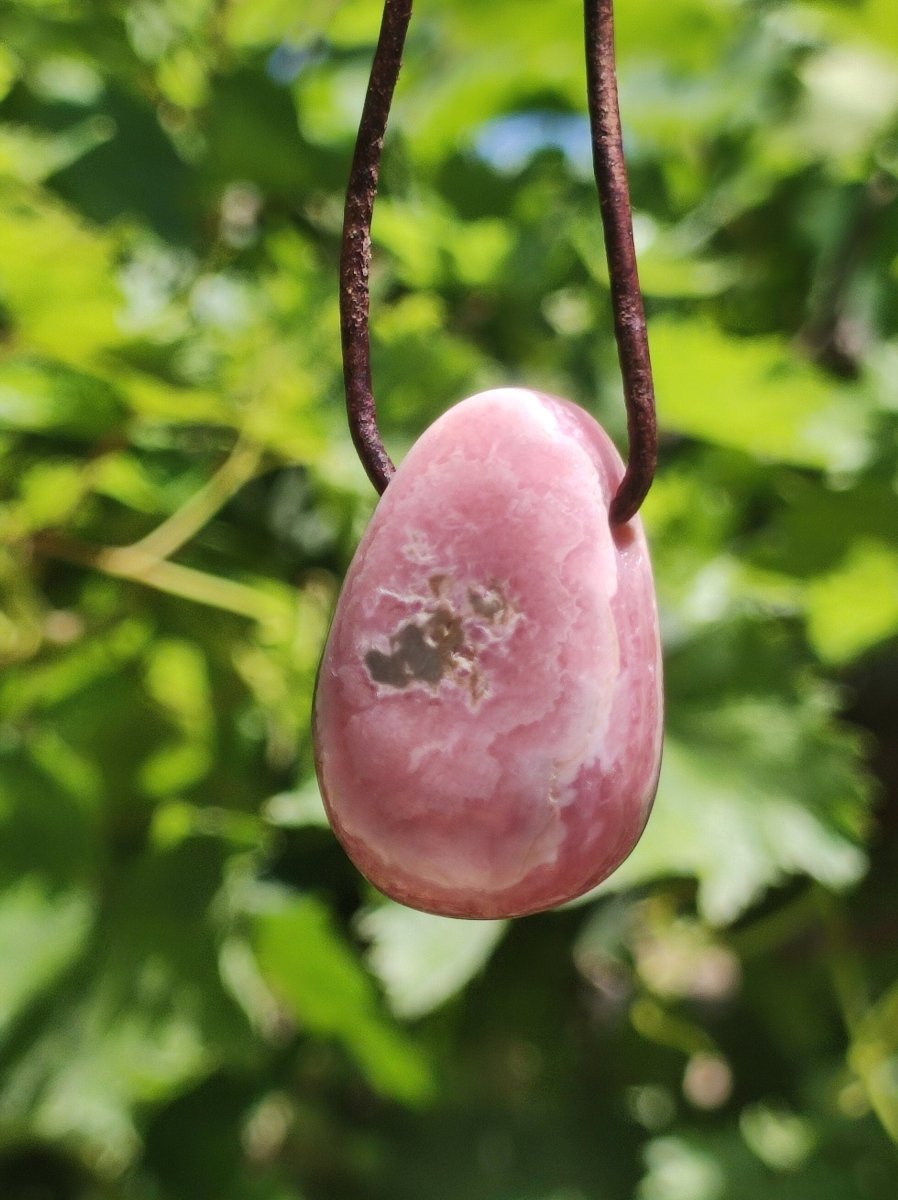 Rhodochrosit A - Edelstein Kette rosa pink Heilstein Er Sie Mann Frau Geschenk Glück Anhänger HIPPIE GOA Boho Tibet Ethno Natur Unikat - Art of Nature Berlin