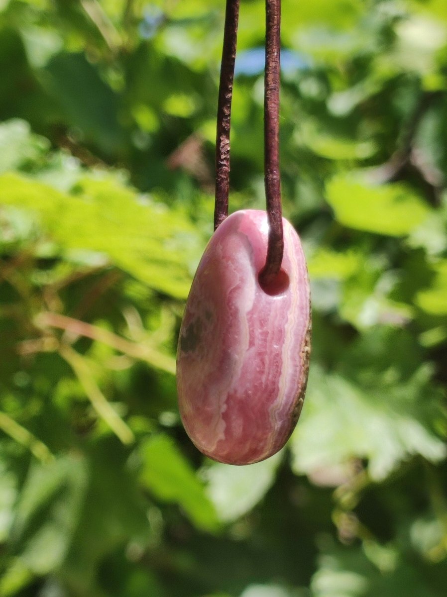 Rhodochrosit A - Edelstein Kette rosa pink Heilstein Er Sie Mann Frau Geschenk Glück Anhänger HIPPIE GOA Boho Tibet Ethno Natur Unikat - Art of Nature Berlin