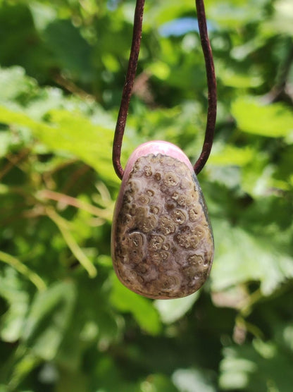 Rhodochrosit A - Edelstein Kette rosa pink Heilstein Er Sie Mann Frau Geschenk Glück Anhänger HIPPIE GOA Boho Tibet Ethno Natur Unikat - Art of Nature Berlin