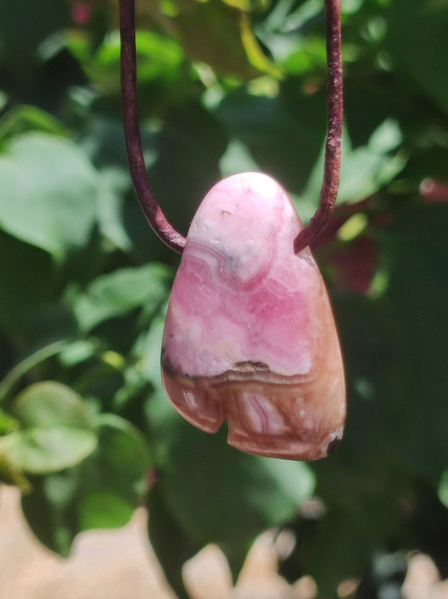 Rhodochrosit A - Edelstein Kette rosa pink Heilstein Er Sie Mann Frau Geschenk Glück Anhänger HIPPIE GOA Boho Tibet Ethno Natur Unikat - Art of Nature Berlin