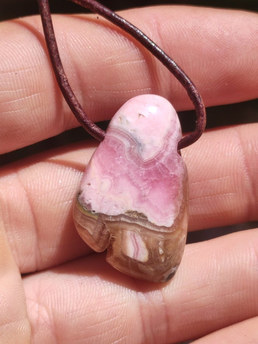 Rhodochrosit A - Edelstein Kette rosa pink Heilstein Er Sie Mann Frau Geschenk Glück Anhänger HIPPIE GOA Boho Tibet Ethno Natur Unikat - Art of Nature Berlin