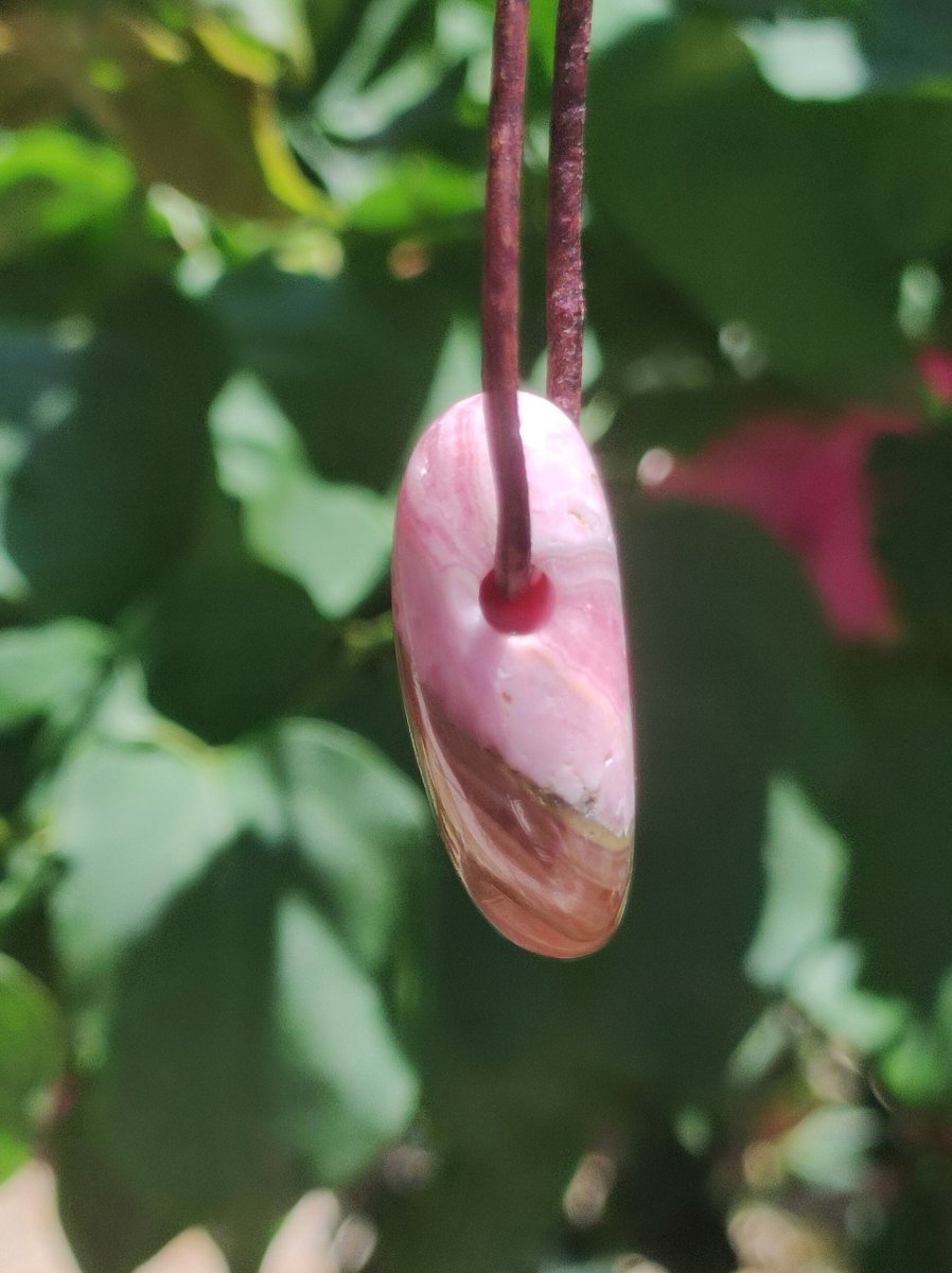 Rhodochrosit A - Edelstein Kette rosa pink Heilstein Er Sie Mann Frau Geschenk Glück Anhänger HIPPIE GOA Boho Tibet Ethno Natur Unikat - Art of Nature Berlin