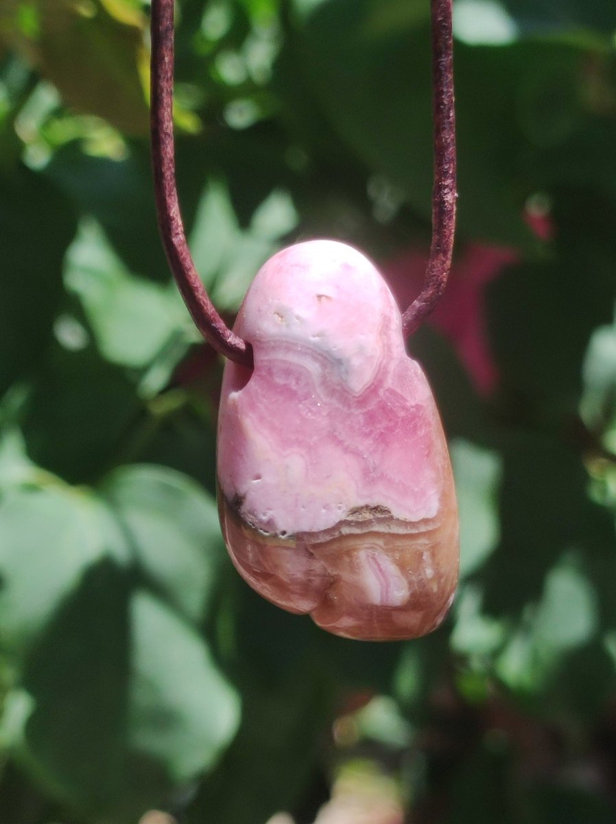 Rhodochrosit A - Edelstein Kette rosa pink Heilstein Er Sie Mann Frau Geschenk Glück Anhänger HIPPIE GOA Boho Tibet Ethno Natur Unikat - Art of Nature Berlin