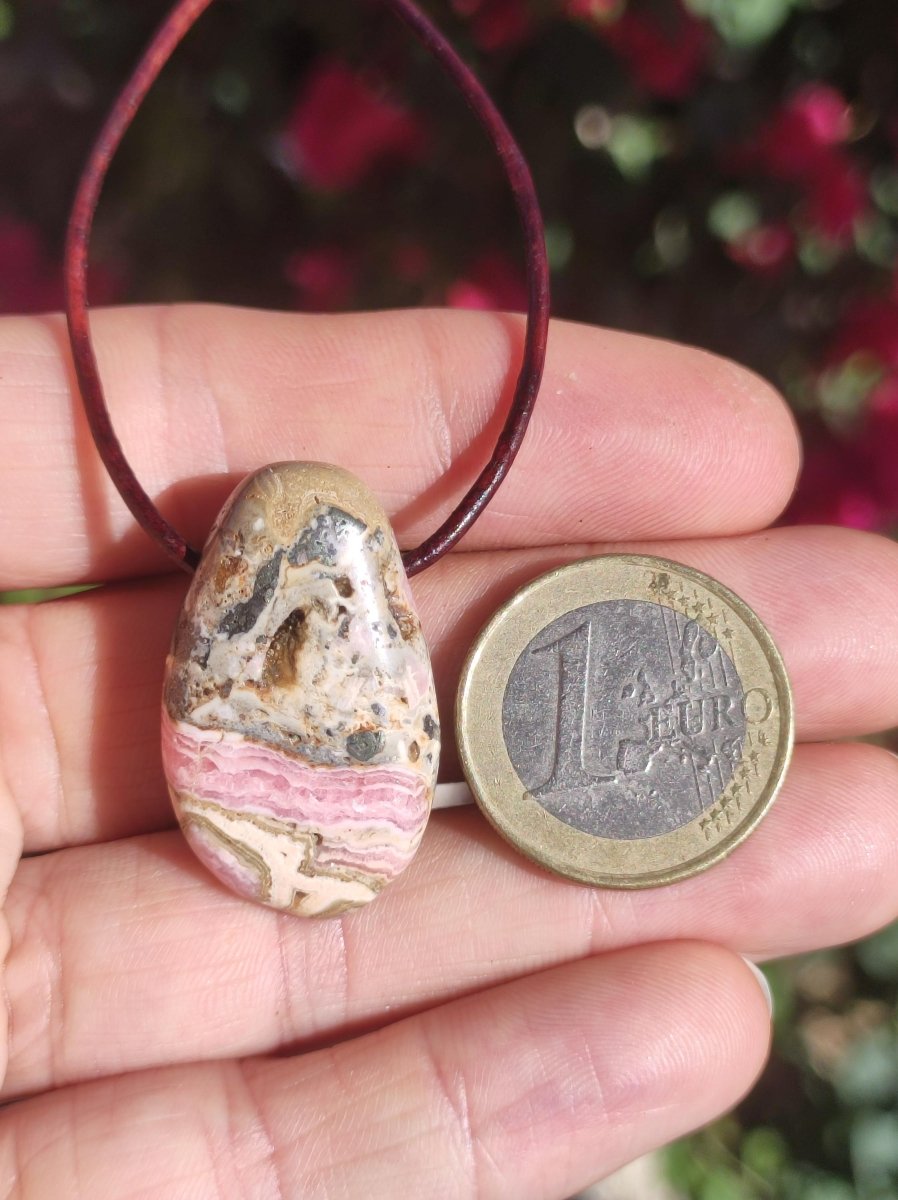 Rhodochrosit A - Edelstein Kette rosa pink Heilstein Er Sie Mann Frau Geschenk Glück Anhänger HIPPIE GOA Boho Tibet Ethno Natur Unikat - Art of Nature Berlin