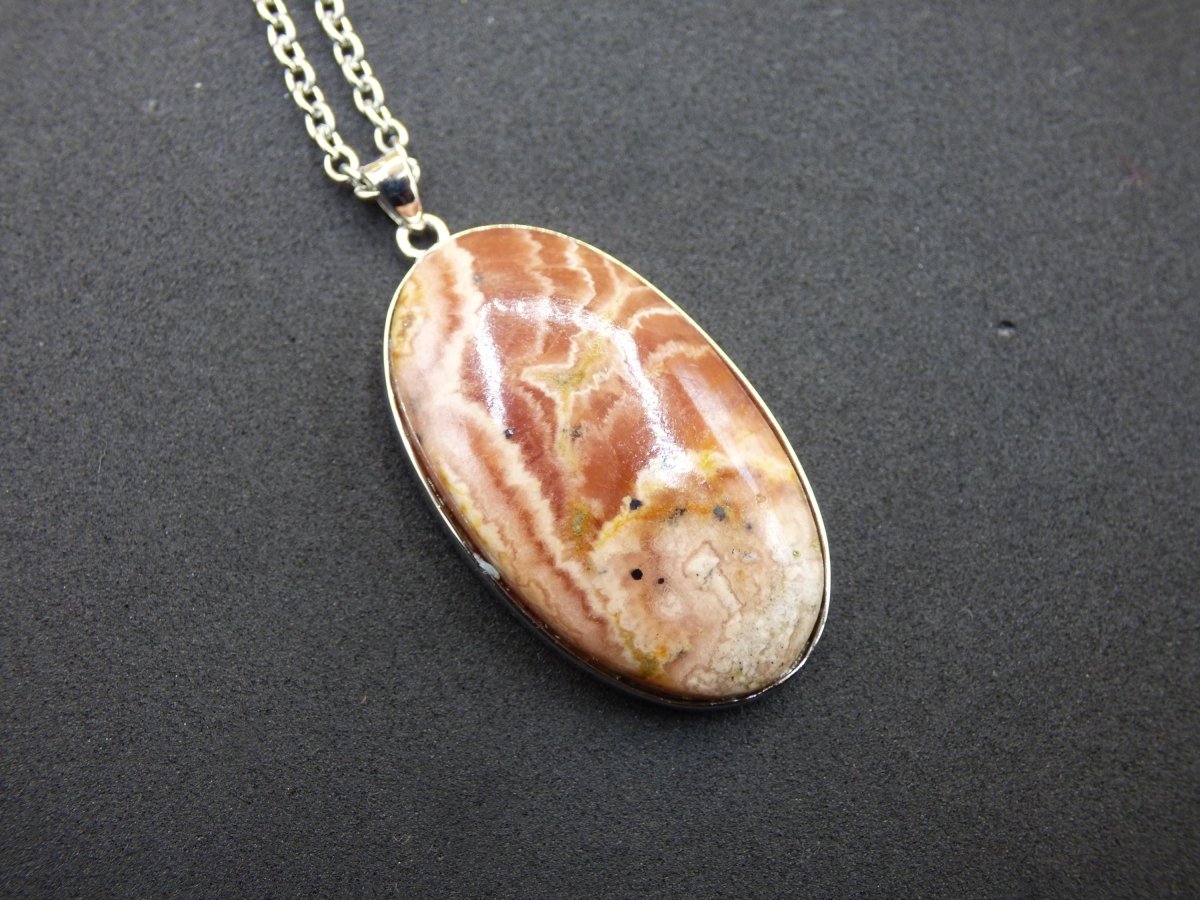 Rhodochrosit AAA - 925 Silber Edelstein Kette rosa pink Cabochon Heilstein Er Sie Mann Frau Geschenk Glück Anhänger Natur Unikat Schmuck - Art of Nature Berlin