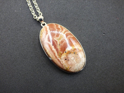 Rhodochrosit AAA - 925 Silber Edelstein Kette rosa pink Cabochon Heilstein Er Sie Mann Frau Geschenk Glück Anhänger Natur Unikat Schmuck - Art of Nature Berlin
