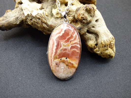 Rhodochrosit AAA - 925 Silber Edelstein Kette rosa pink Cabochon Heilstein Er Sie Mann Frau Geschenk Glück Anhänger Natur Unikat Schmuck - Art of Nature Berlin
