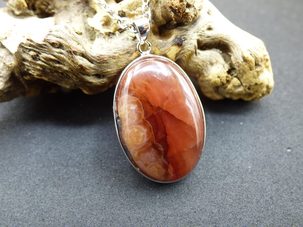 Rhodochrosit AAA - 925 Silber Edelstein Kette rosa pink Cabochon Heilstein Er Sie Mann Frau Geschenk Glück Anhänger Natur Unikat Schmuck - Art of Nature Berlin