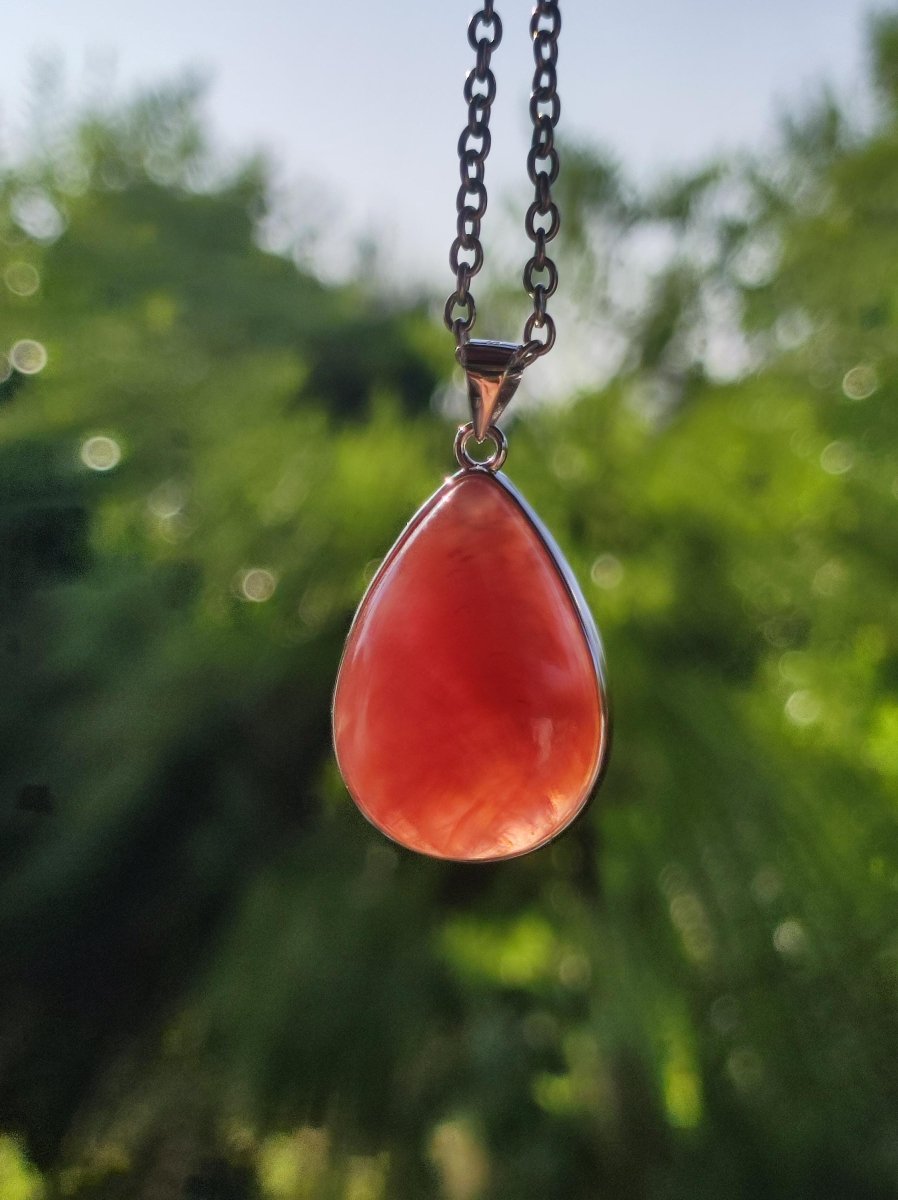 Rhodochrosit AAA - 925 Silber Edelstein Kette rosa pink Cabochon Heilstein Er Sie Mann Frau Geschenk Glück Anhänger Natur Unikat Schmuck - Art of Nature Berlin