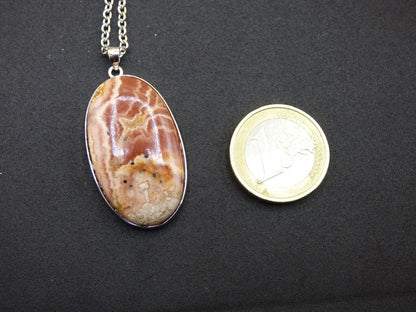 Rhodochrosit AAA - 925 Silber Edelstein Kette rosa pink Cabochon Heilstein Er Sie Mann Frau Geschenk Glück Anhänger Natur Unikat Schmuck - Art of Nature Berlin