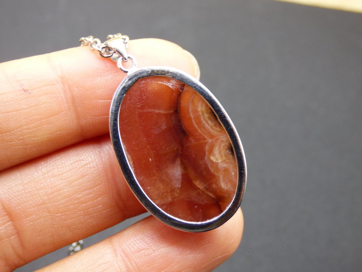 Rhodochrosit AAA - 925 Silber Edelstein Kette rosa pink Cabochon Heilstein Er Sie Mann Frau Geschenk Glück Anhänger Natur Unikat Schmuck - Art of Nature Berlin