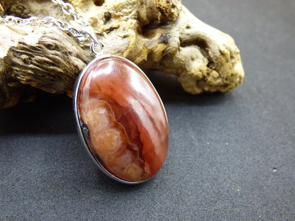 Rhodochrosit AAA - 925 Silber Edelstein Kette rosa pink Cabochon Heilstein Er Sie Mann Frau Geschenk Glück Anhänger Natur Unikat Schmuck - Art of Nature Berlin