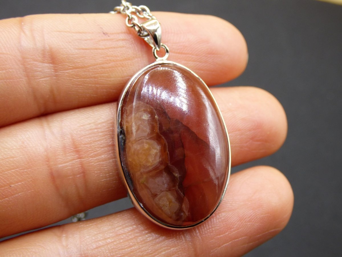 Rhodochrosit AAA - 925 Silber Edelstein Kette rosa pink Cabochon Heilstein Er Sie Mann Frau Geschenk Glück Anhänger Natur Unikat Schmuck - Art of Nature Berlin