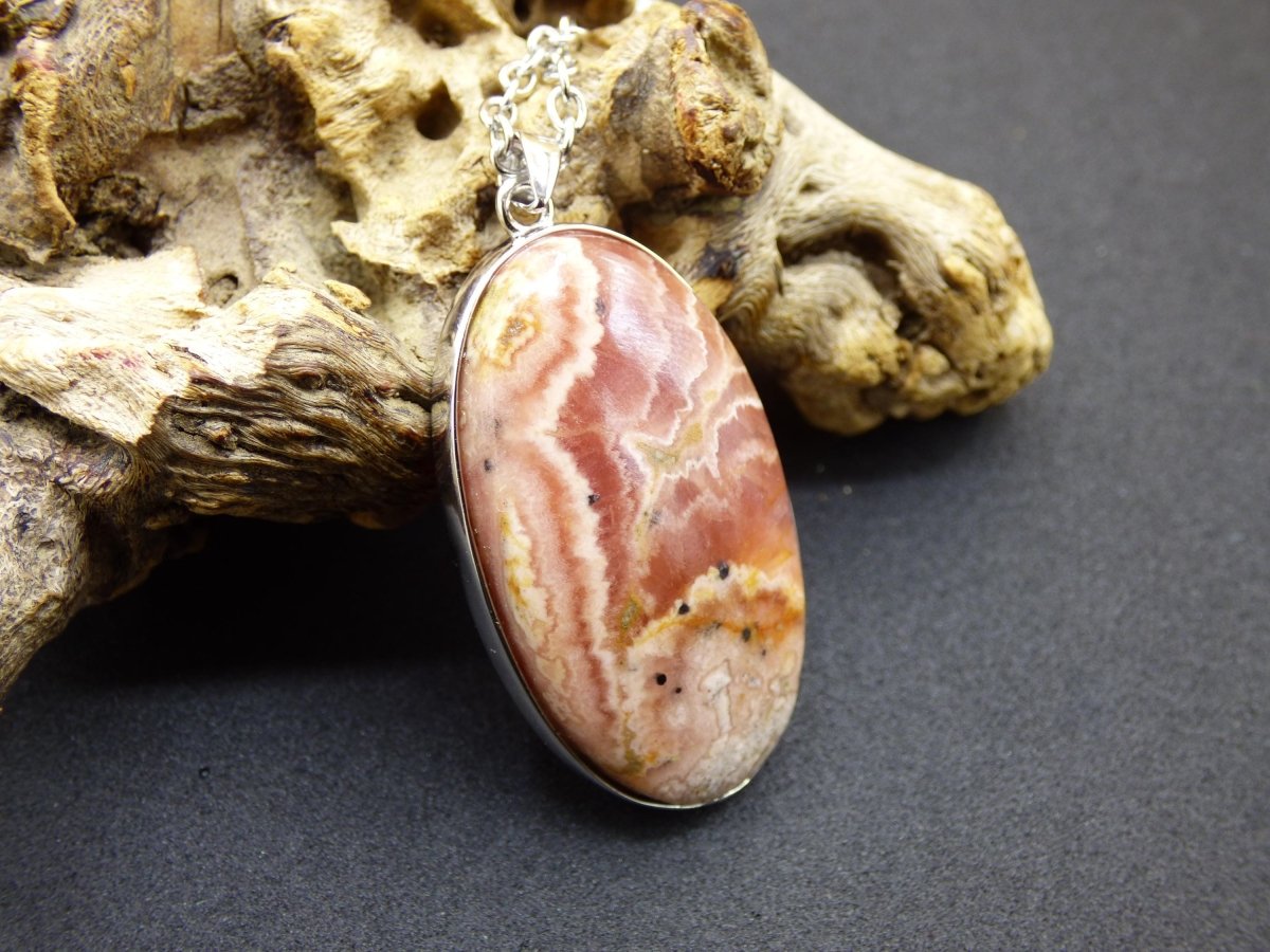 Rhodochrosit AAA - 925 Silber Edelstein Kette rosa pink Cabochon Heilstein Er Sie Mann Frau Geschenk Glück Anhänger Natur Unikat Schmuck - Art of Nature Berlin